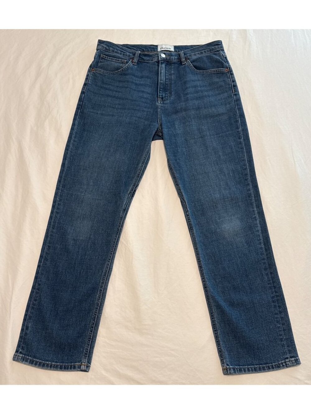 DU/ER Mens Performance Denim Jeans 31x29 Mid-Wash Blue Stretch Slim Fit